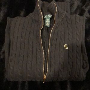 Black, Ralph Lauren zip up sweater
